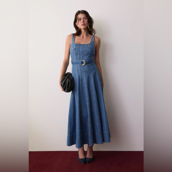NWOT AJE RAINER DENIM MIDI DRESS - Picture 6 of 8